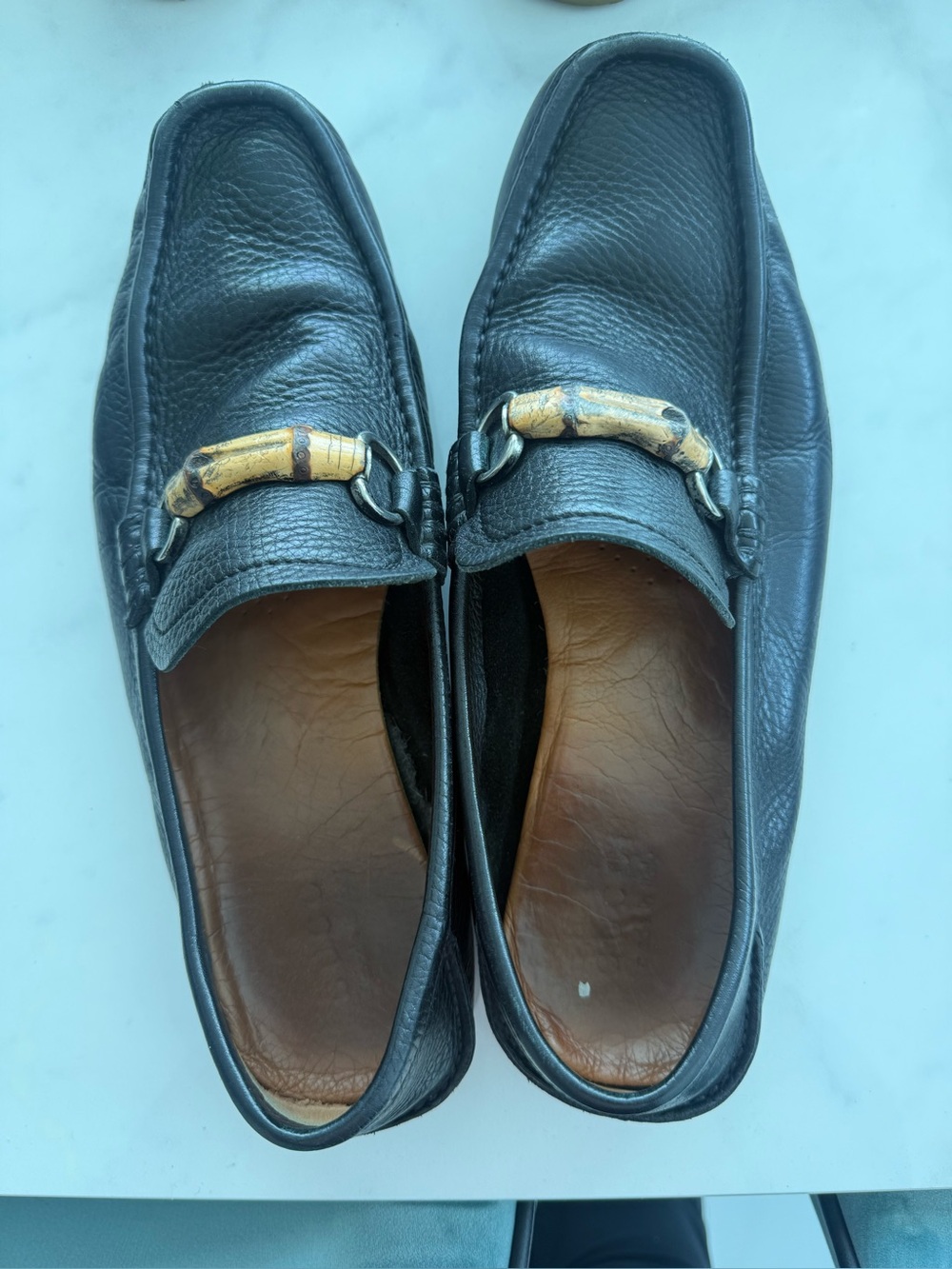 Gucci Black Leather Men’s Loafers with Bamboo Bit
